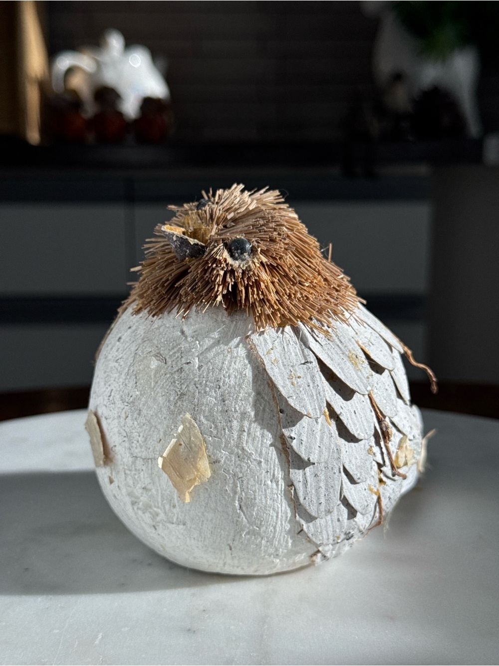Rustic White Bird Figurine Farmhouse Cottage Decor